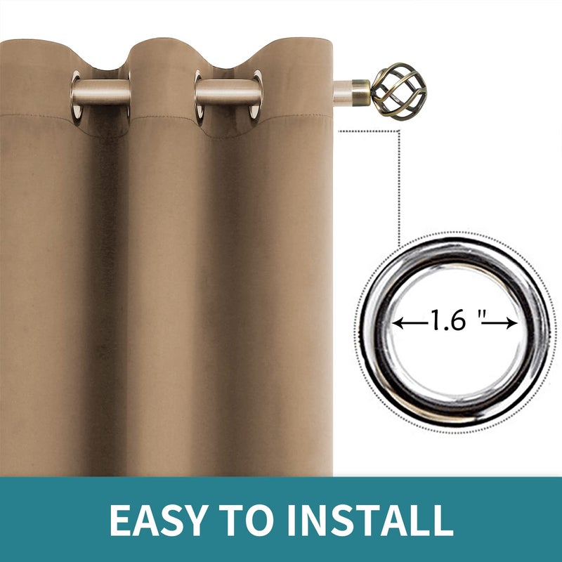 BGment Blackout Curtains for Living Room - Grommet Thermal Insulated Room Darkening Curtains for Bedroom, 2 Panels of 42 x 63 Inch, Taupe - Image 5
